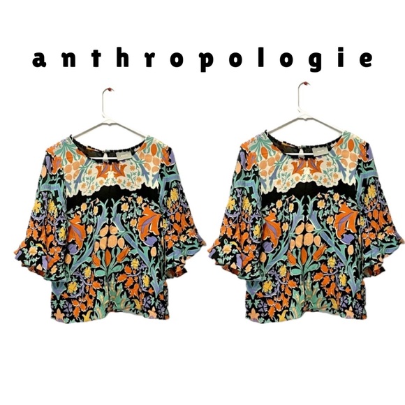 Anthropologie x Maeve flowy colorful floral print blouse - Picture 5 of 15